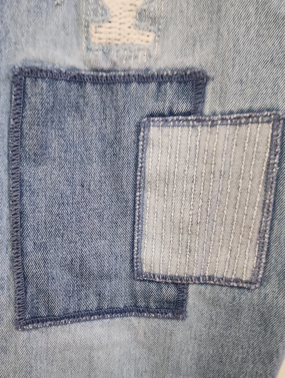 BDG Dad Slim Taper Fit Light Blue Denim Jeans Patchwork 36x34